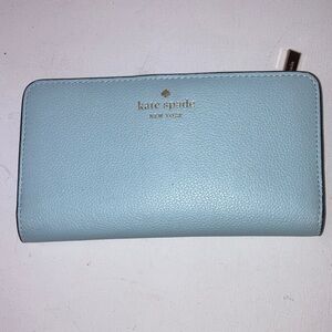 Kate Spade Sky Blue Leather Wallet snap closer